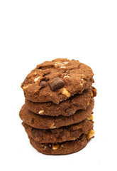 chocolate cookies with nuts isolated