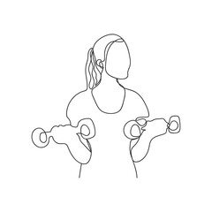 Line drawing women fitness for healthy design isolated vector illustration. Modern doodle icon. People lifestyle concept.