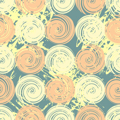 Abstract seamless pattern design with colorful brush textured circles