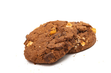 chocolate cookies with nuts isolated