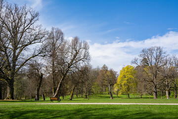 Obraz na płótnie Canvas View of Traskanda Manor (Aurora Park) in spring, Espoo, Finland