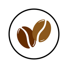 Two roasted coffee beans isolated over white