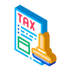 Tax Paper Stamp Icon Vector. Isometric Tax Paper Stamp sign. color isolated symbol illustration