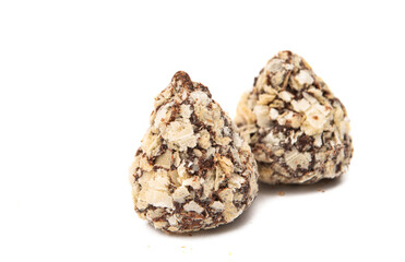 chocolate truffles in waffle isolated