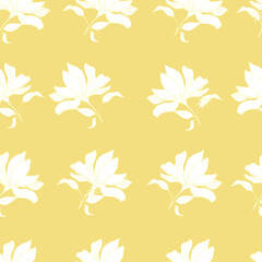 print illustration delicate white flowers on a beige background