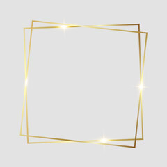 Golden shiny glowing frame isolated