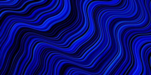 Dark BLUE vector pattern with curves. Colorful geometric sample with gradient curves.  Template for your UI design.