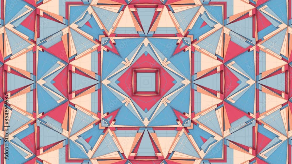 Poster colorful kaleidoscope vj motion graphics background. 3d render loop animation 4k