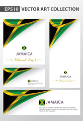 JAMAICA Colors Background Collection, JAMAICAN National Flag (Vector Art)
