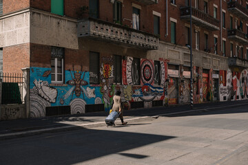 People on the street of Milan.