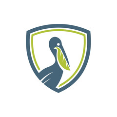 logo design pelican leaf icon vector