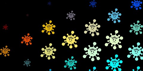 Dark blue, yellow vector texture with disease symbols.