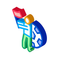 Football Fan Icon Vector. Isometric Football Fan Sign. Color Isolated Symbol Illustration