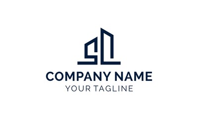 modern simple initial / letter SL construction logo design
