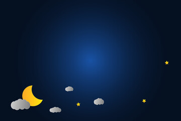 vector night sky, moon and stars