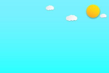 Blue sky with origami clouds.paper art style