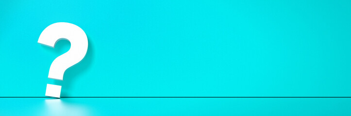 question mark in front of a red color wall background. Business support concept - 3D Rendering.