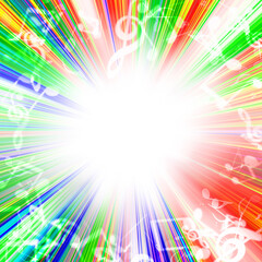  blurred lights in the form of musical signs on a colorful background