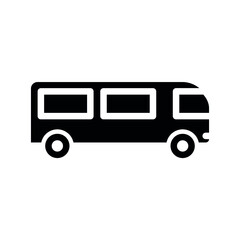 Van icon on isolated white background, Bus glyph icon, Solid vector sign, Glyph style pictogram isolated on white. Van icon vector illustration