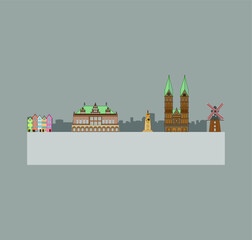 Fototapeta premium Skyline of the city of Bremen in Germany. illustration for web and mobile design.
