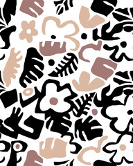 Floral colorful seamless paper cuts pattern.