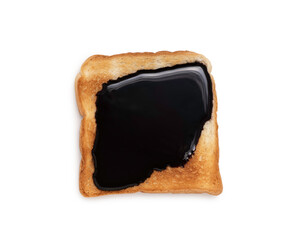 dark chocolate on bread toast on white background