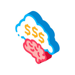 Thoughts on Making Money Icon Vector. Isometric Thoughts on Making Money Sign. Color Isolated Symbol Illustration