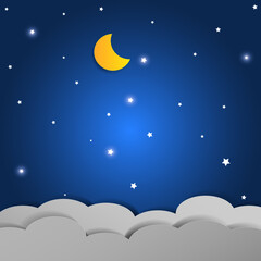 Obraz na płótnie Canvas vector night sky, moon and stars