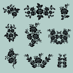 set of floral elements