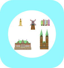 Fototapeta premium Skyline of the city of Bremen in Germany. illustration for web and mobile design.