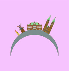 Skyline of the city of Bremen in Germany. illustration for web and mobile design.