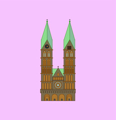 vector cathedral, city of bremen in germany. illustration for web and mobile design.