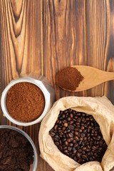 fragrant coffee set on background