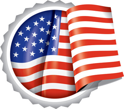 Independence day background and badge logo with US flag