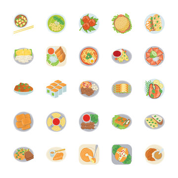 Dishes Flat Vector Icons 