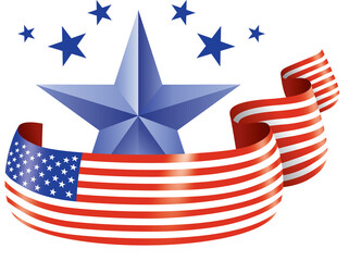 Independence day background and badge logo with US flag