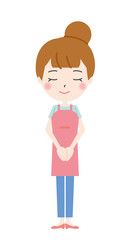 お辞儀をする主婦のイラスト2