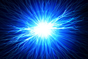 Obraz premium Electric flash of lightning on a blue background