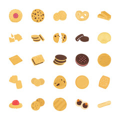 Cookies Flat Vector Icons Set