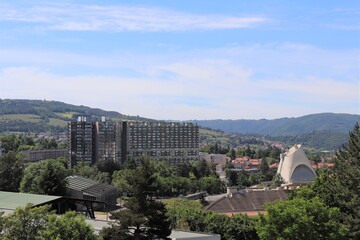 Vue générale de Firminy,  vue sur les toîts, ville de Firminy, département de la Loire, France