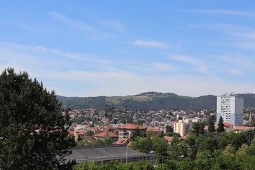Vue générale de Firminy,  vue sur les toîts, ville de Firminy, département de la Loire, France