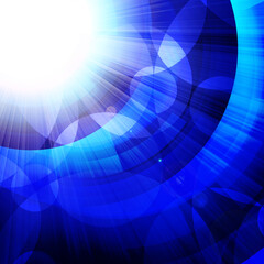 blue circles with bright rays of light © Sergii