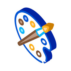 paint palette with brush icon vector. isometric paint palette with brush sign. color isolated symbol illustration