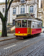 Plakat detail of a lisbon tram