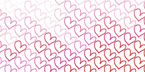 Light Pink vector background with Shining hearts.