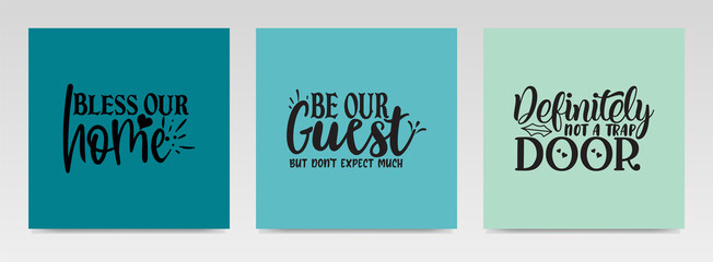 Doormat quotes letter typography set illustration.