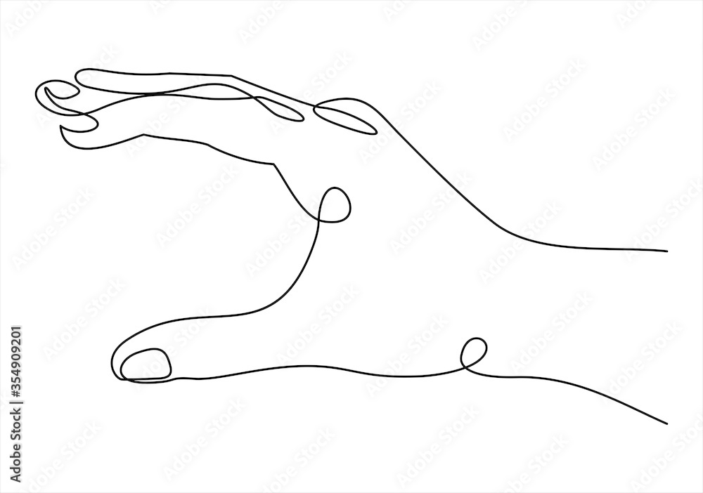 Poster empty hand icon keeping something- continuous line drawing