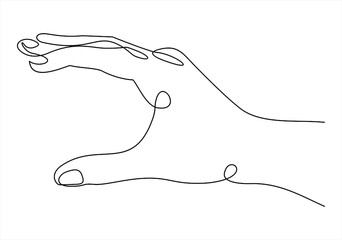 Empty hand icon keeping something- continuous line drawing