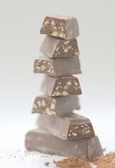 chocolate pieces on white