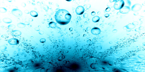 bubbles in the blue water